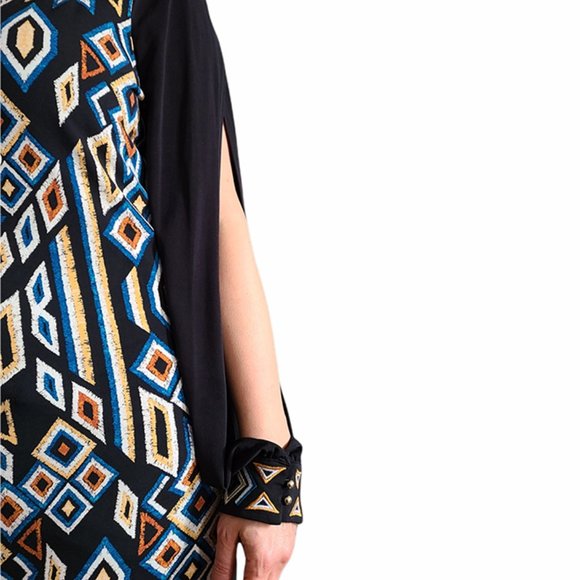 Laundry by Shelli Segal Multicolored Split Sleeve Cocktail Mosaic Dress size 8 - Picture 6 of 11